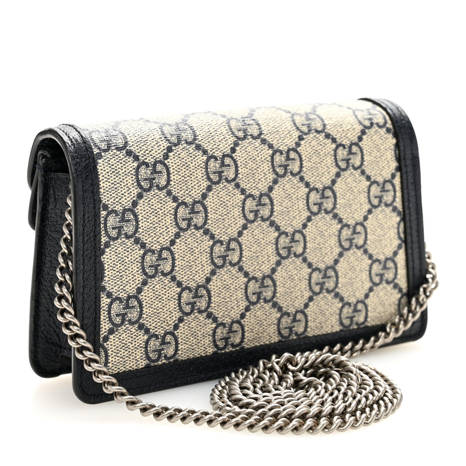 Gucci GG Supreme Monogram Textured Dollar Calfskin Super Mini Dionysus Shoulder Bag Beige Blue 3 of 9