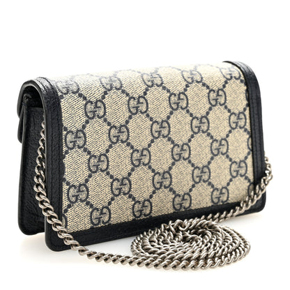 Gucci GG Supreme Monogram Textured Dollar Calfskin Super Mini Dionysus Shoulder Bag Beige Blue 3 of 9