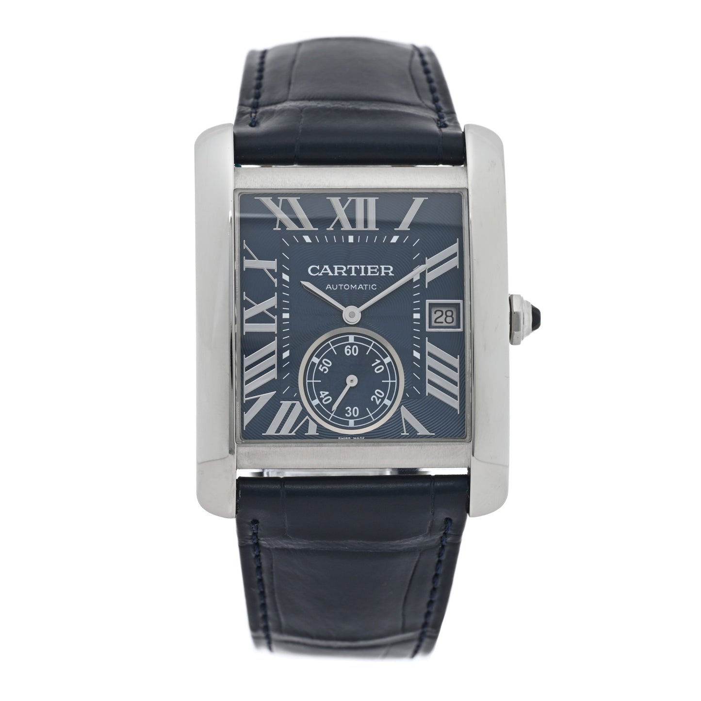 Stainless Steel Alligator 34mm Tank MC Automatic Watch Blue