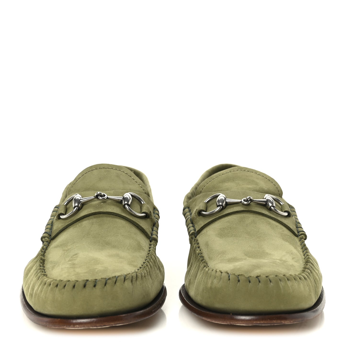 Nubuck Womens Horsebit Loafers 38.5 Herbs Light Green