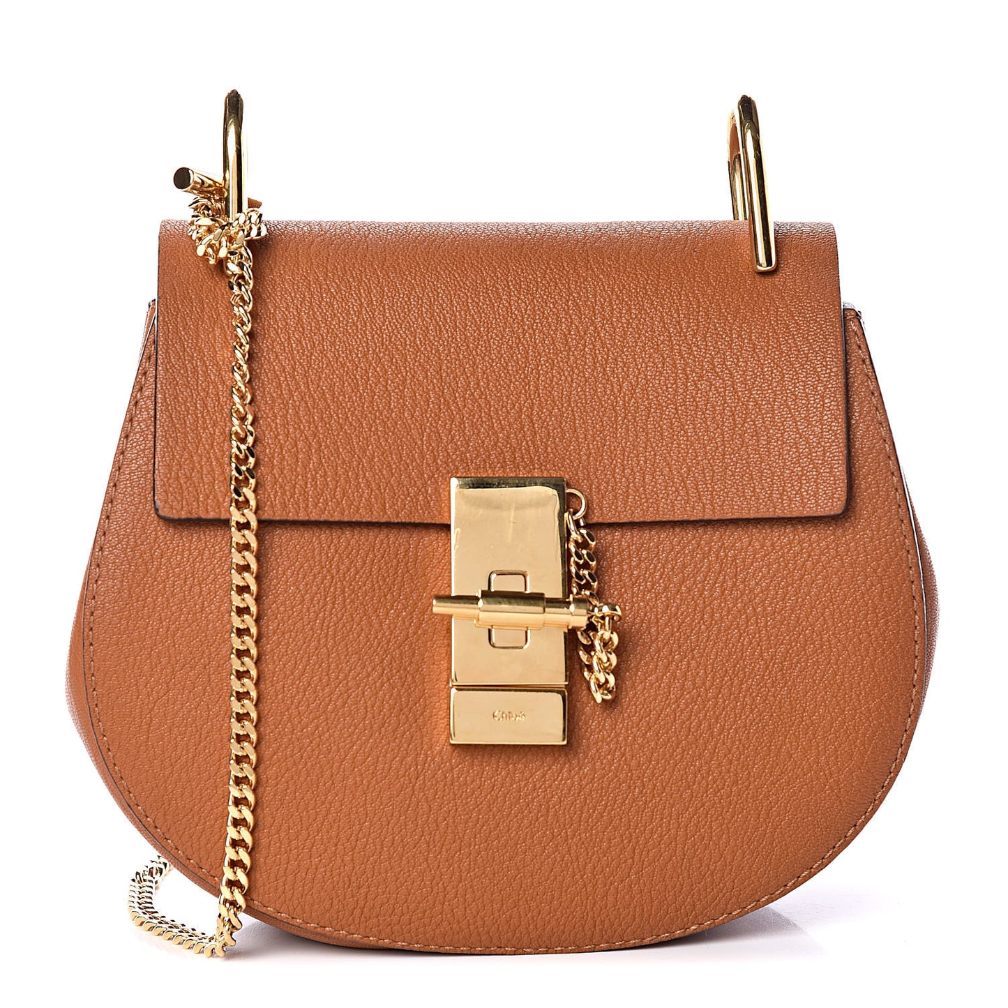 Grained Lambskin Mini Drew Shoulder Bag Caramel