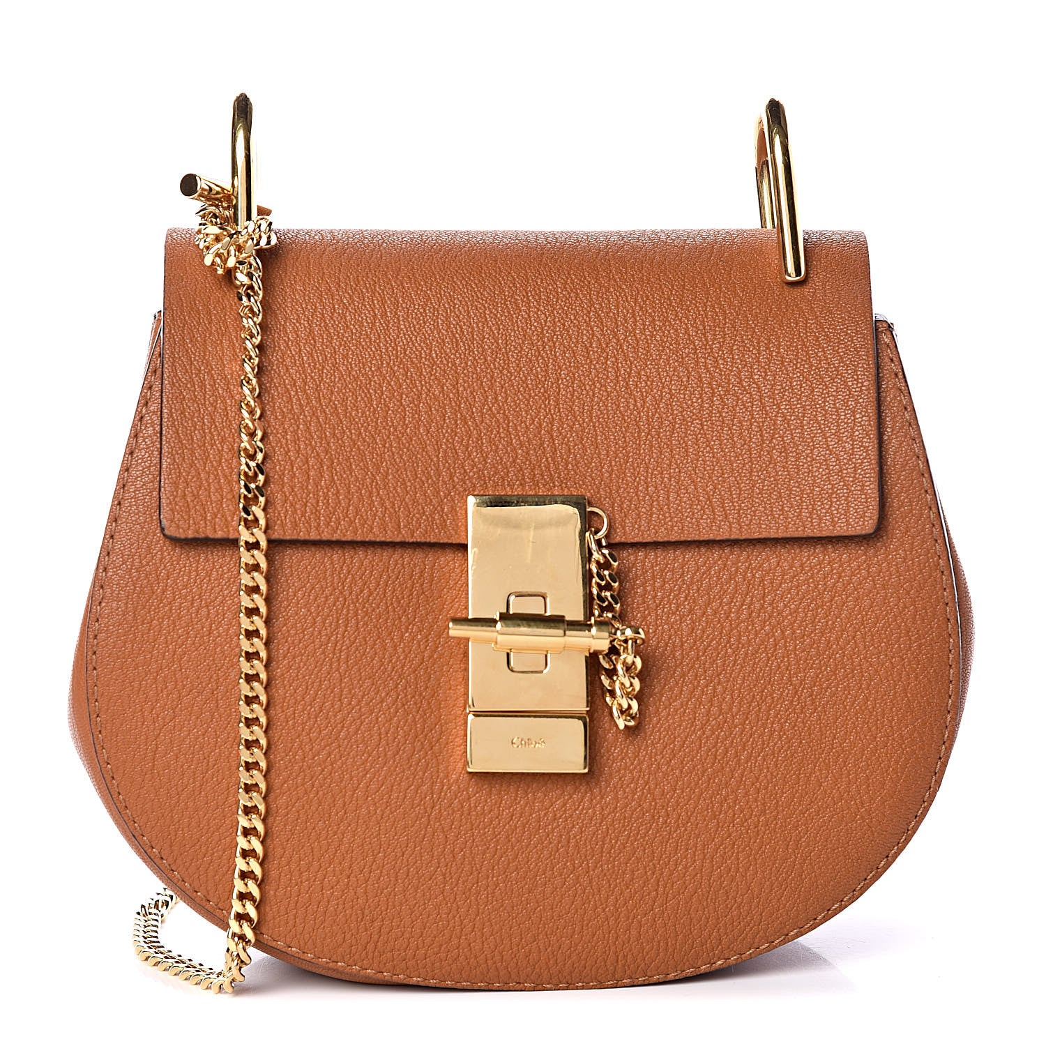 Chloe Grained Lambskin Mini Drew Shoulder Bag Caramel 1 of 8