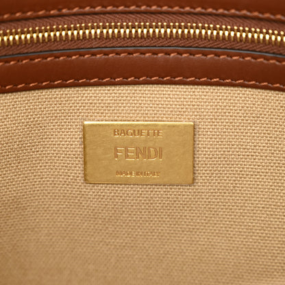 Fendi Canvas Vitello King FF Embroidered Baguette Sand Ghianda 6 of 9