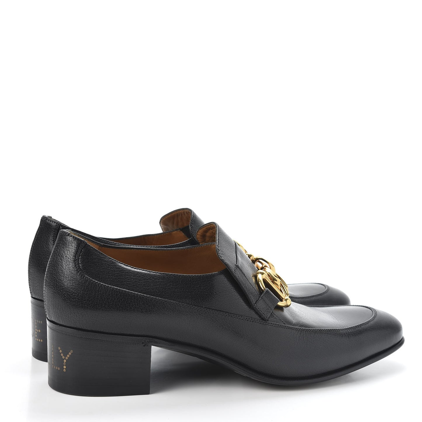 Goatskin Mens Chain Mid Heel Loafers 10 Black