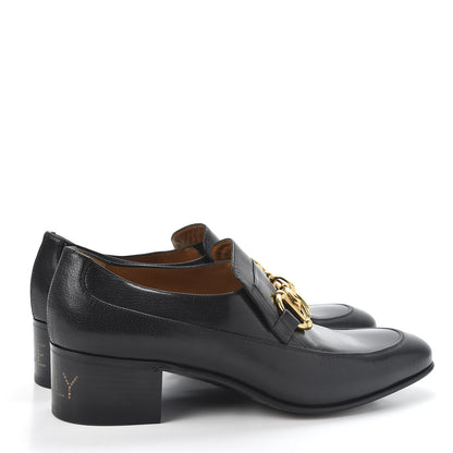 Gucci Goatskin Mens Chain Mid Heel Loafers 10 Black 4 of 12