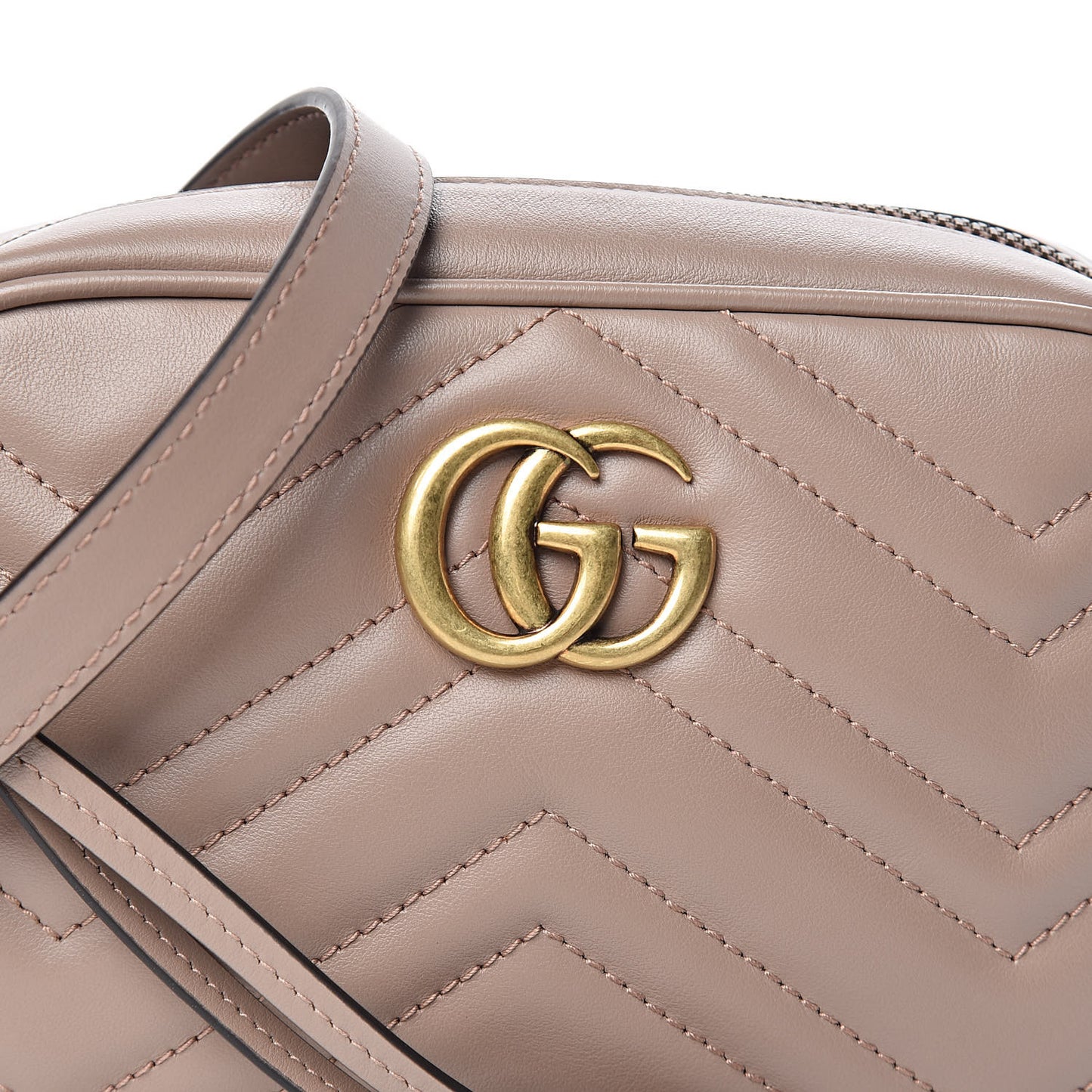 Calfskin Matelasse Mini GG Marmont Chain Shoulder Bag Nude