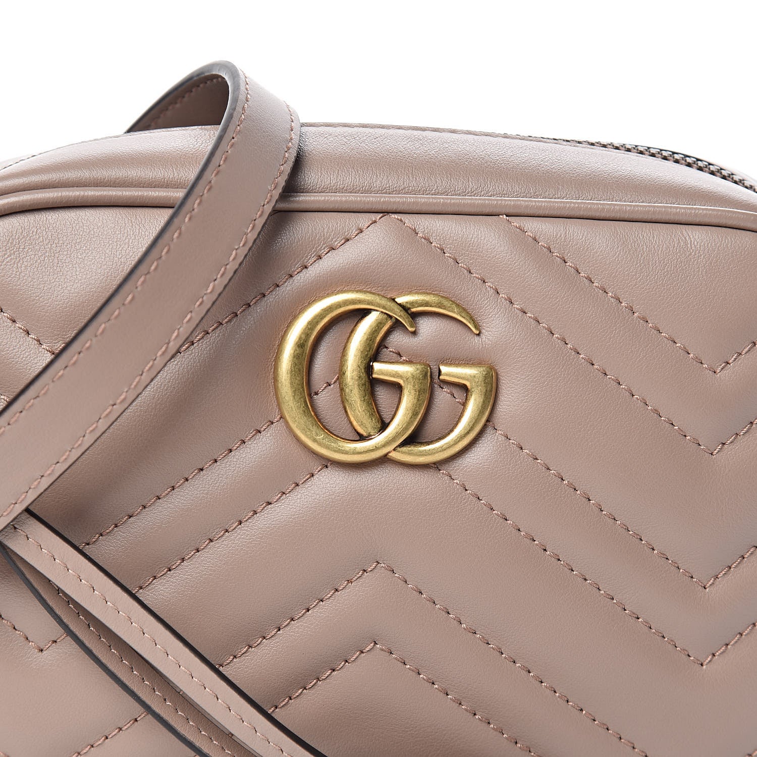 Gucci Calfskin Matelasse Mini GG Marmont Chain Shoulder Bag Nude 10 of 10
