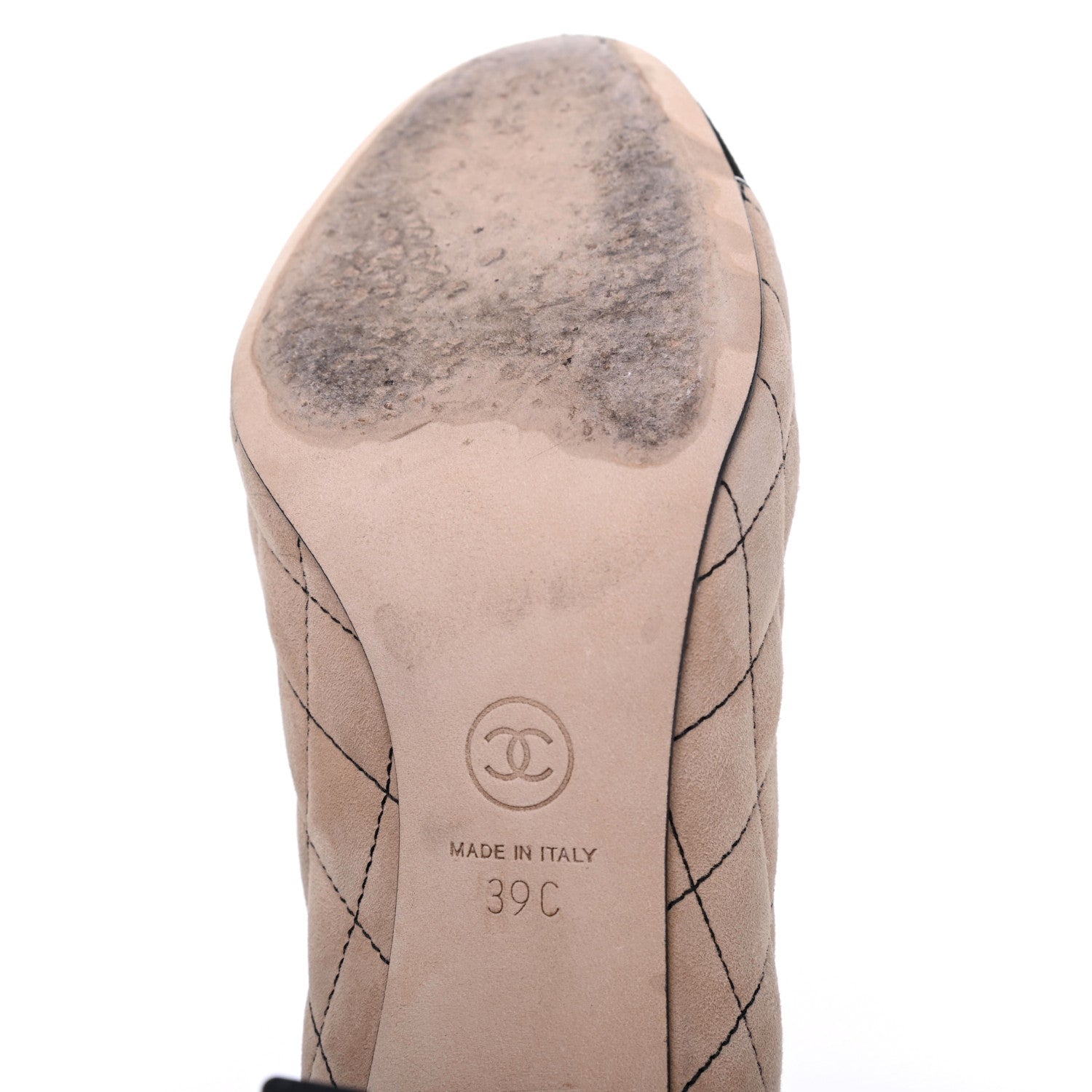 Chanel Suede Quilted Cap Toe Pumps 39 Beige Black 14 of 20