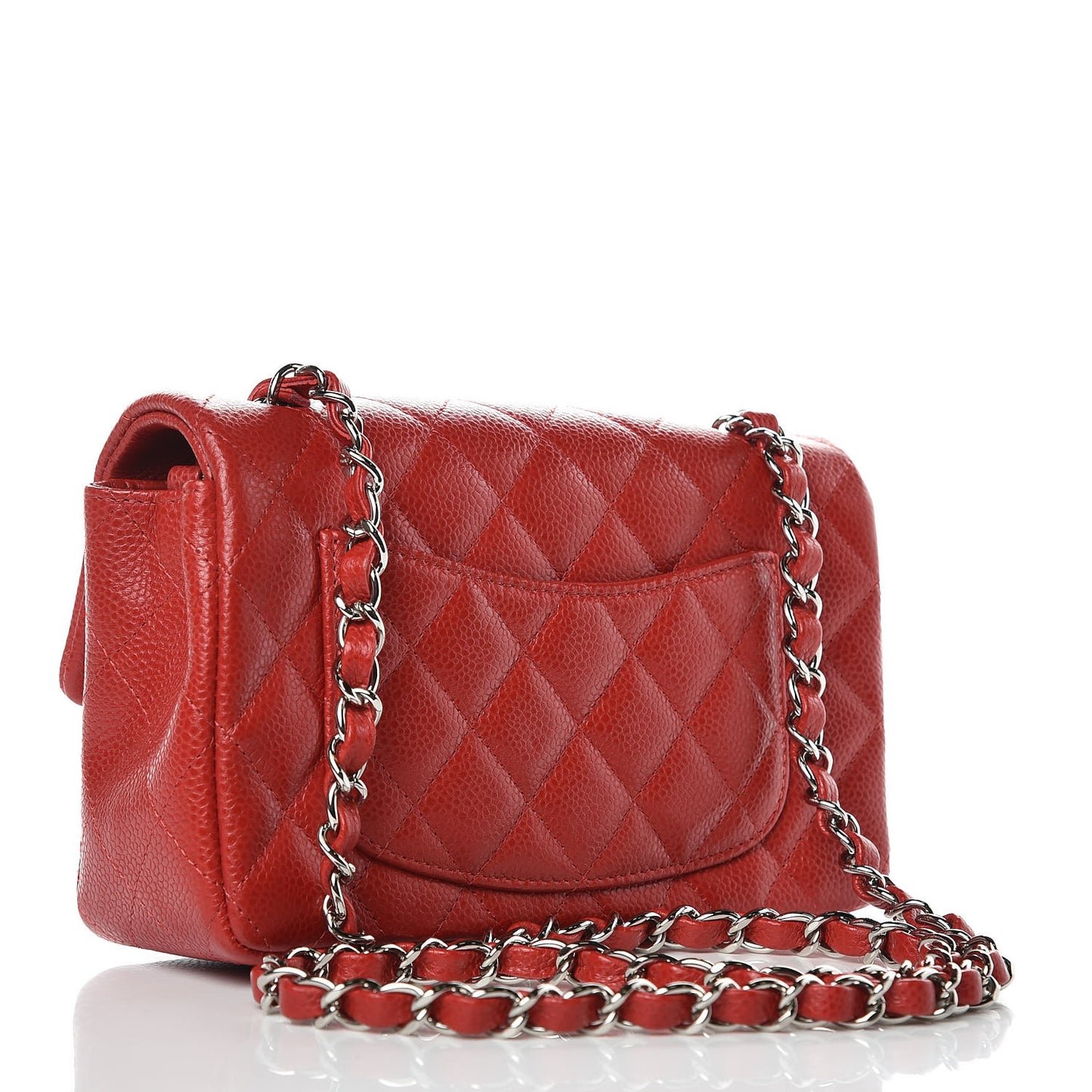 Caviar Quilted Mini Rectangular Flap Red