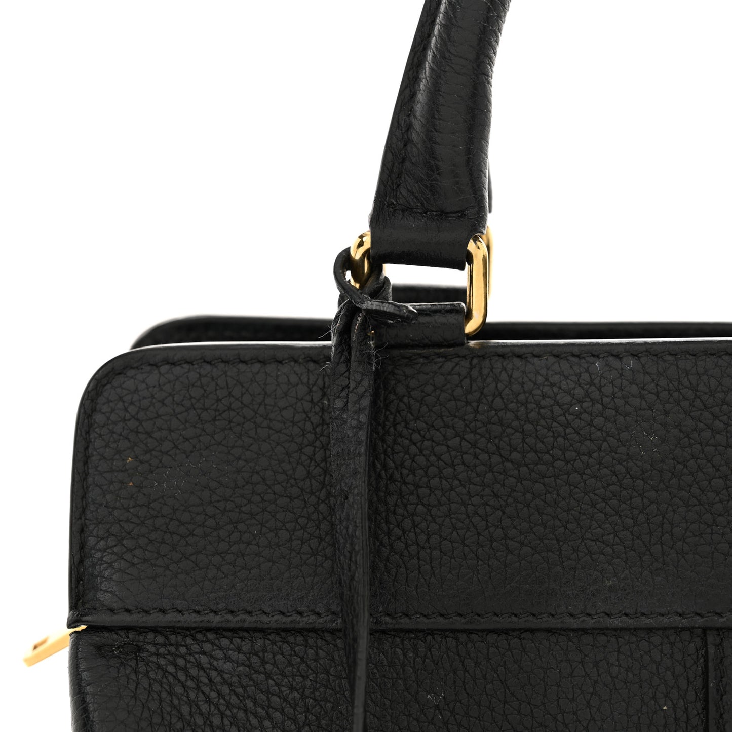 Grained Calfskin Small Cabas De France Black