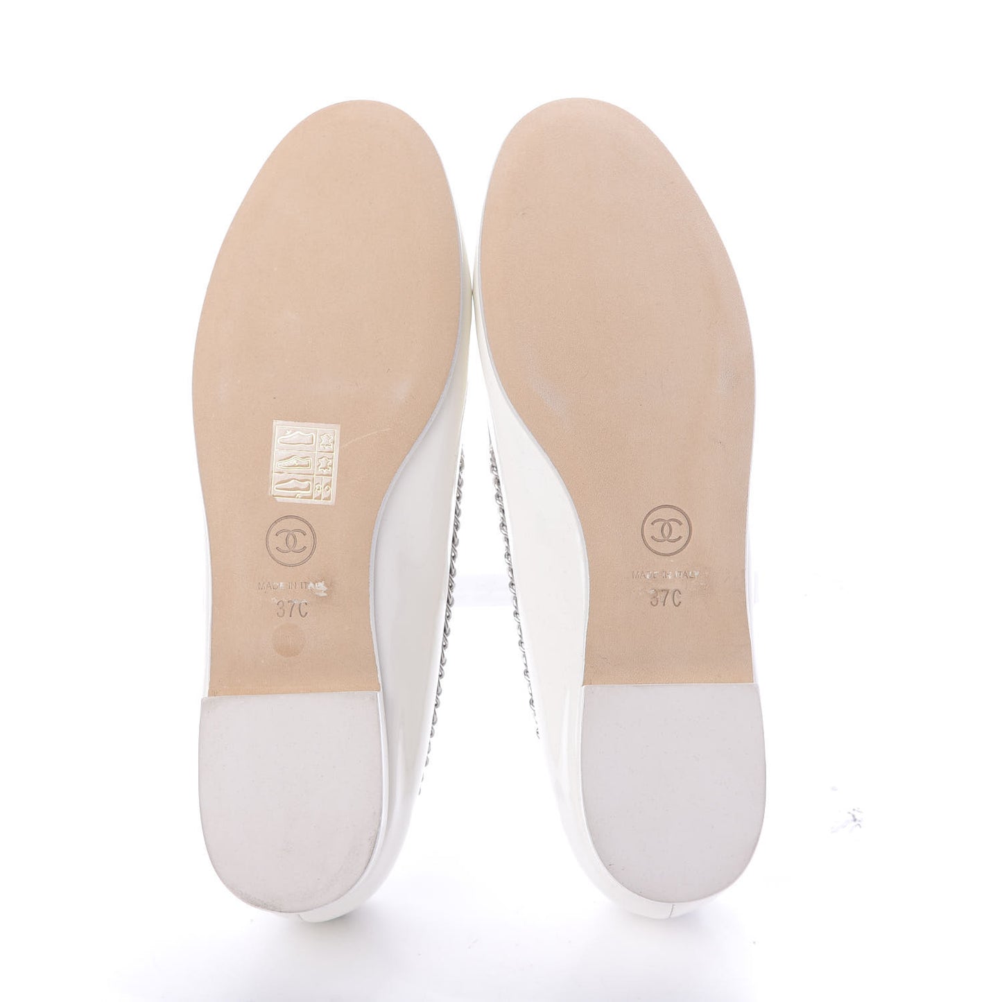 Patent Calfskin CC Chain Mocassin Loafers 37 White