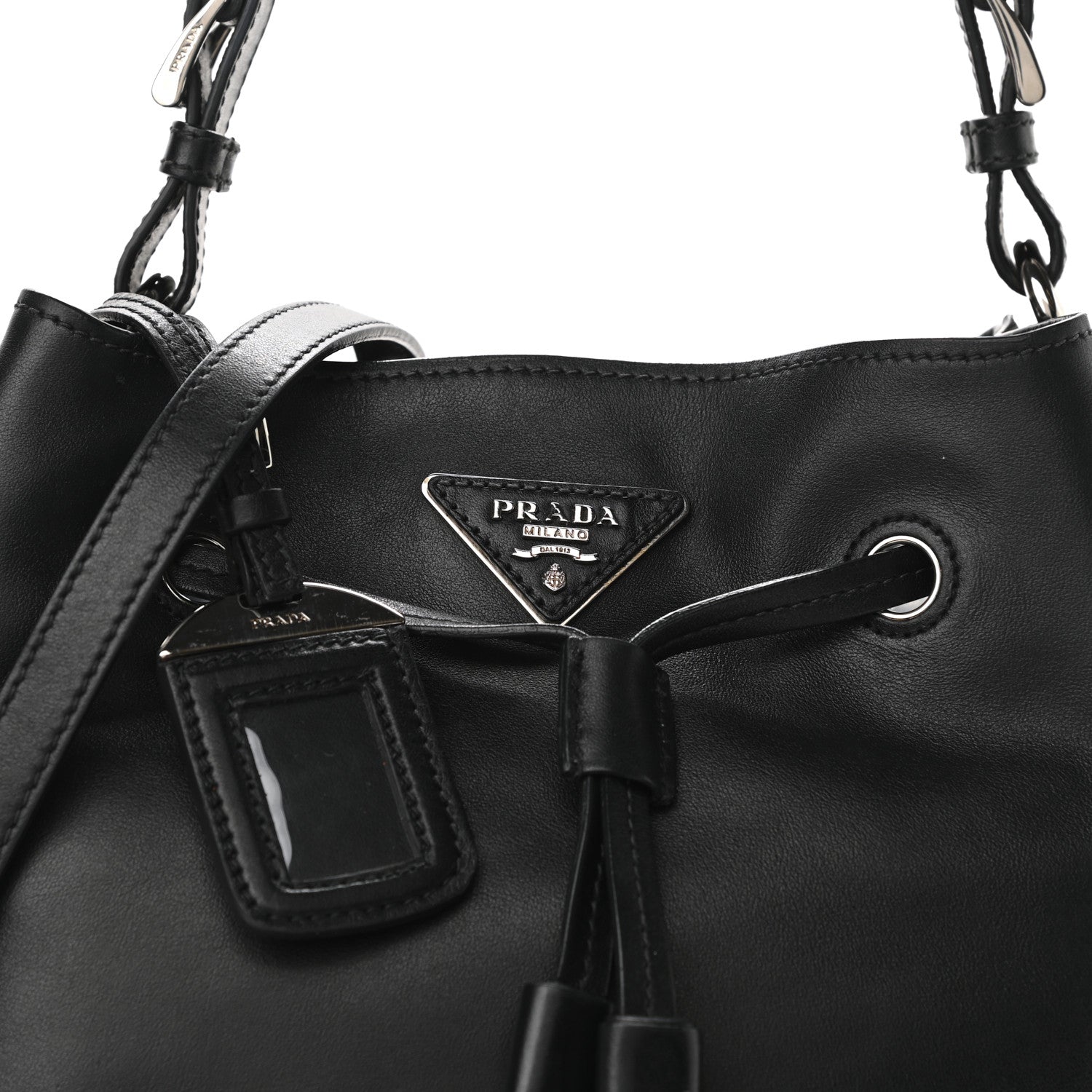 Prada Soft Calfskin Bucket Bag Black 6 of 8