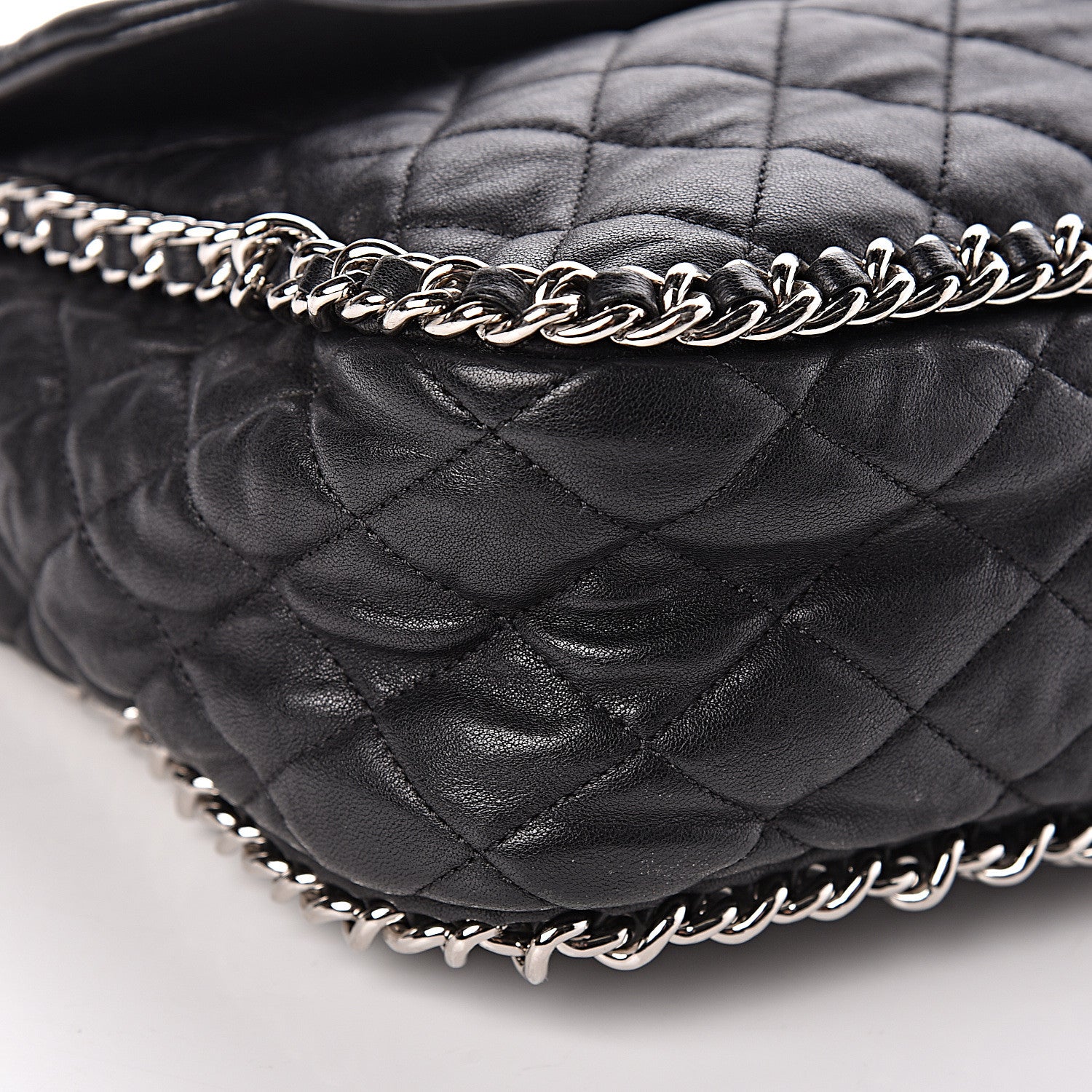 Chanel Washed Lambskin Quilted Maxi Chain Around Flap Black 9 of 15