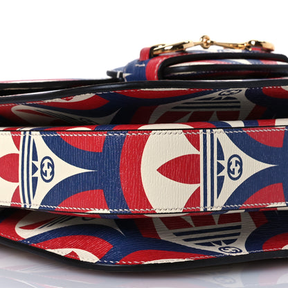 Gucci X ADIDAS Shangai Calfskin Web Trefoil Interlocking G Small Horsebit 1955 Shoulder Bag Red White Blue 12 of 15