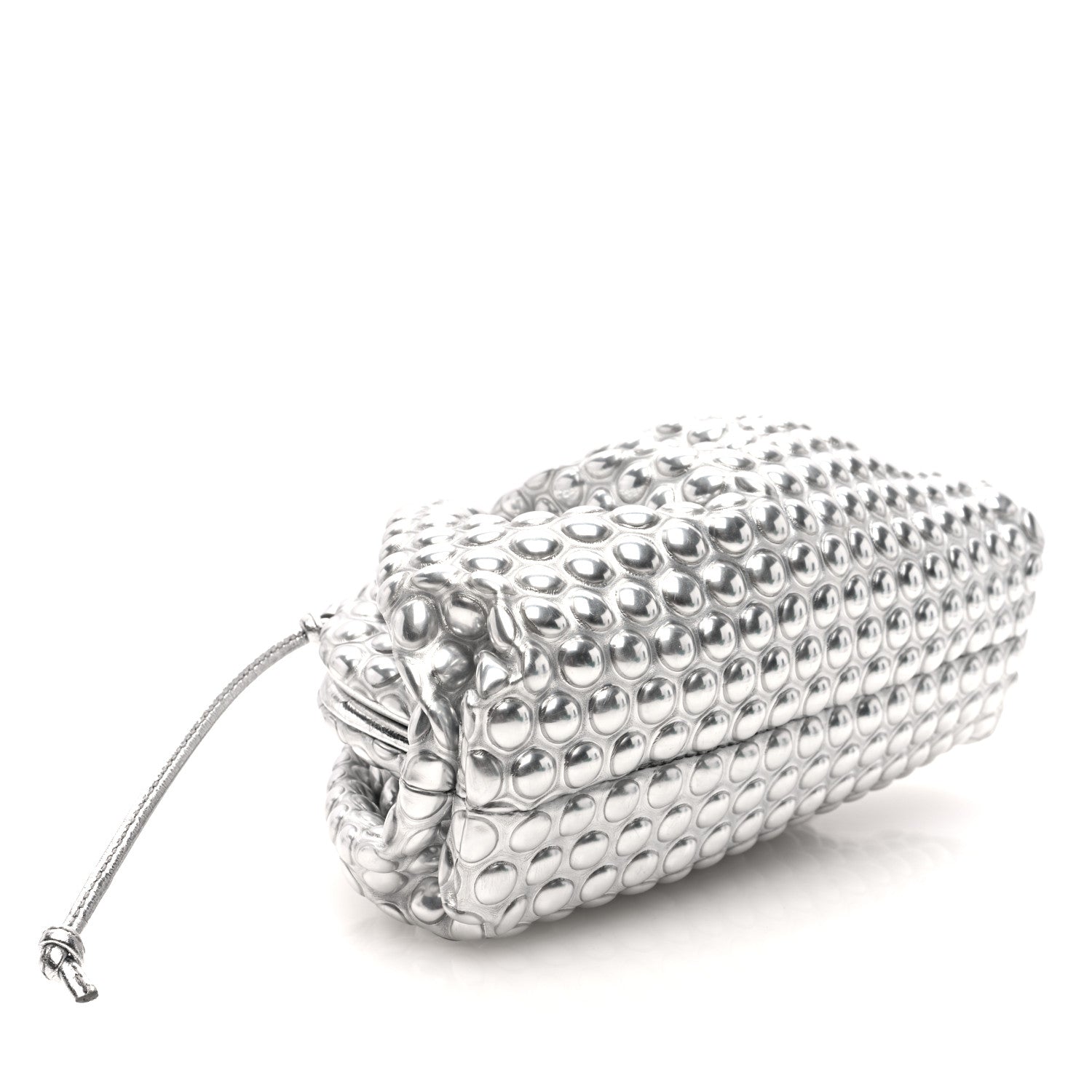 Bottega Veneta Metallic Fabric Bubble Wrap The Mini Pouch Silver 3 of 7