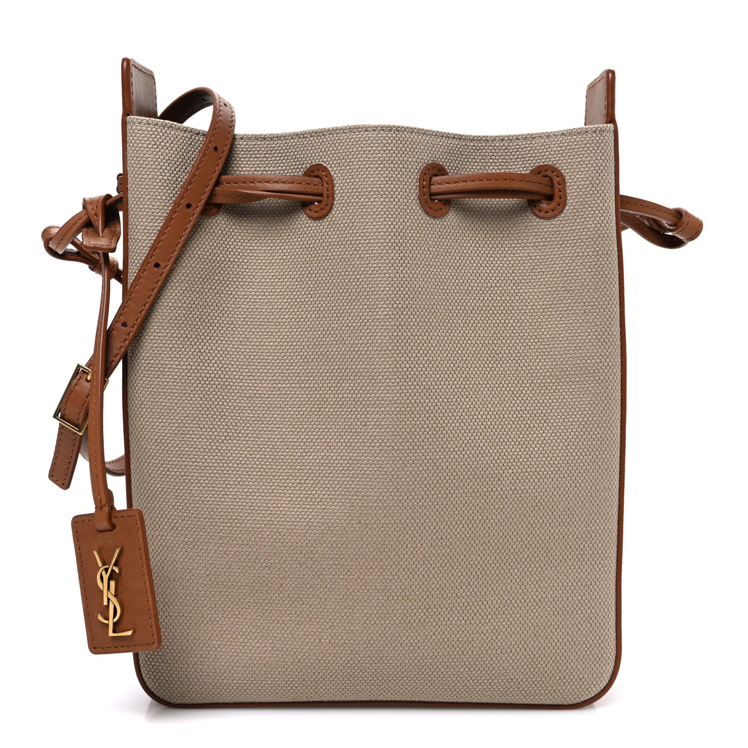 Saint Laurent Canvas Small Bucket Bag Desert Dust Brick 1 of 10