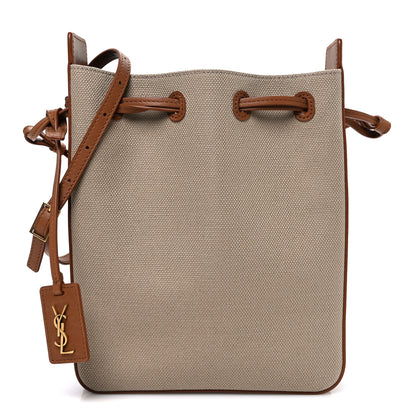Saint Laurent Canvas Small Bucket Bag Desert Dust Brick 1 of 10