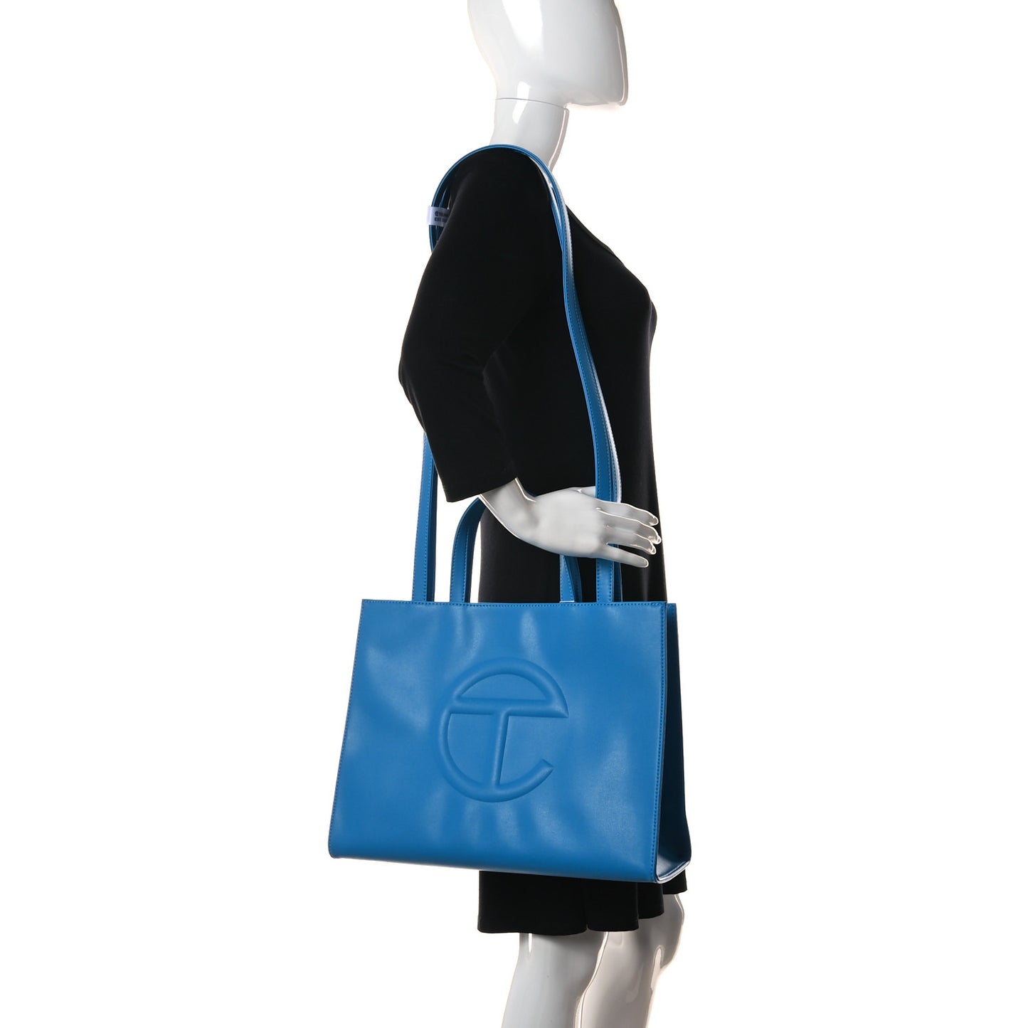 Vegan Leather Medium Shopping Bag Cyan