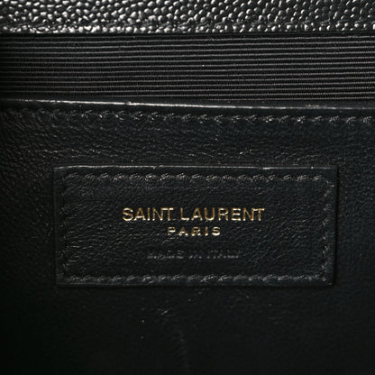 Saint Laurent Grain De Poudre Textured Mixed Matelasse Triquilt Medium Monogram Satchel Black 6 of 9