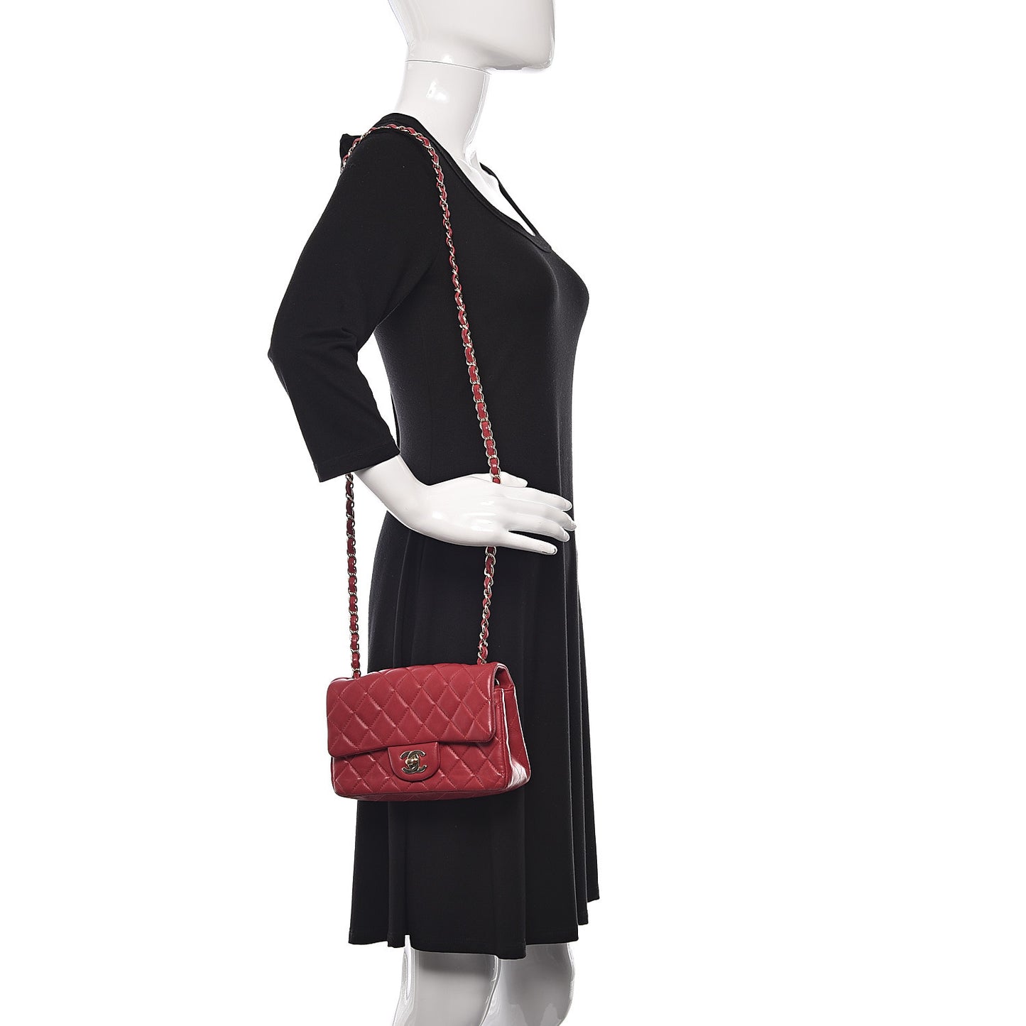 Lambskin Quilted Mini Rectangular Flap Red