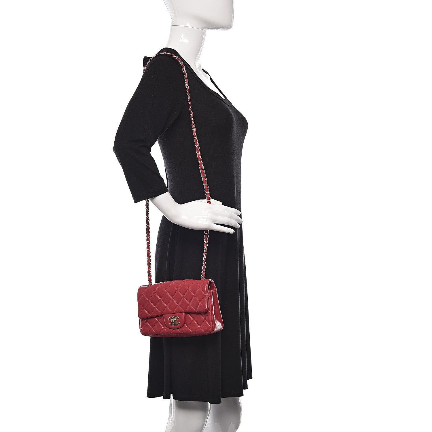 Chanel Lambskin Quilted Mini Rectangular Flap Red 2 of 17