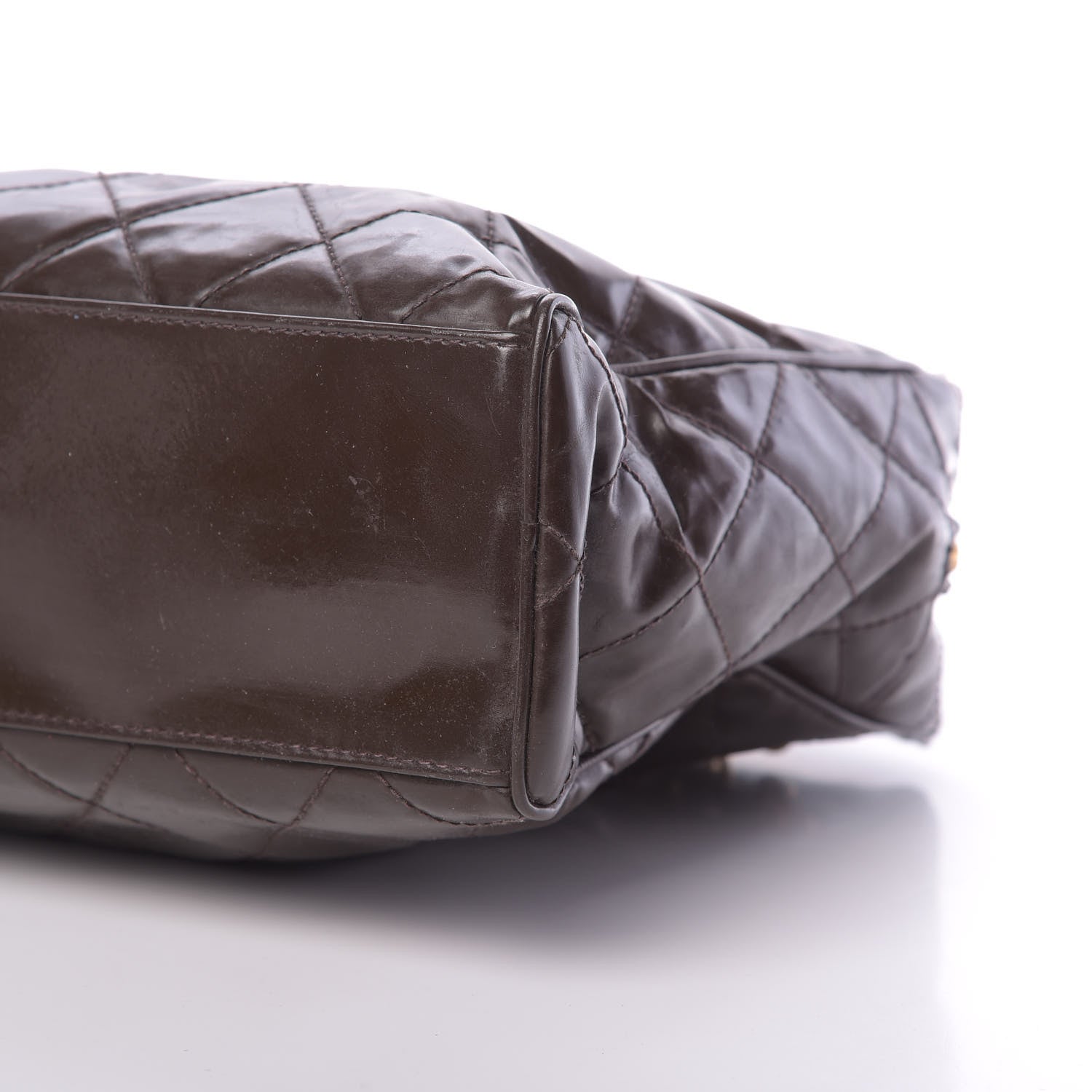 Chanel Patent Quilted Shoulder Bag Brown 10 of 15