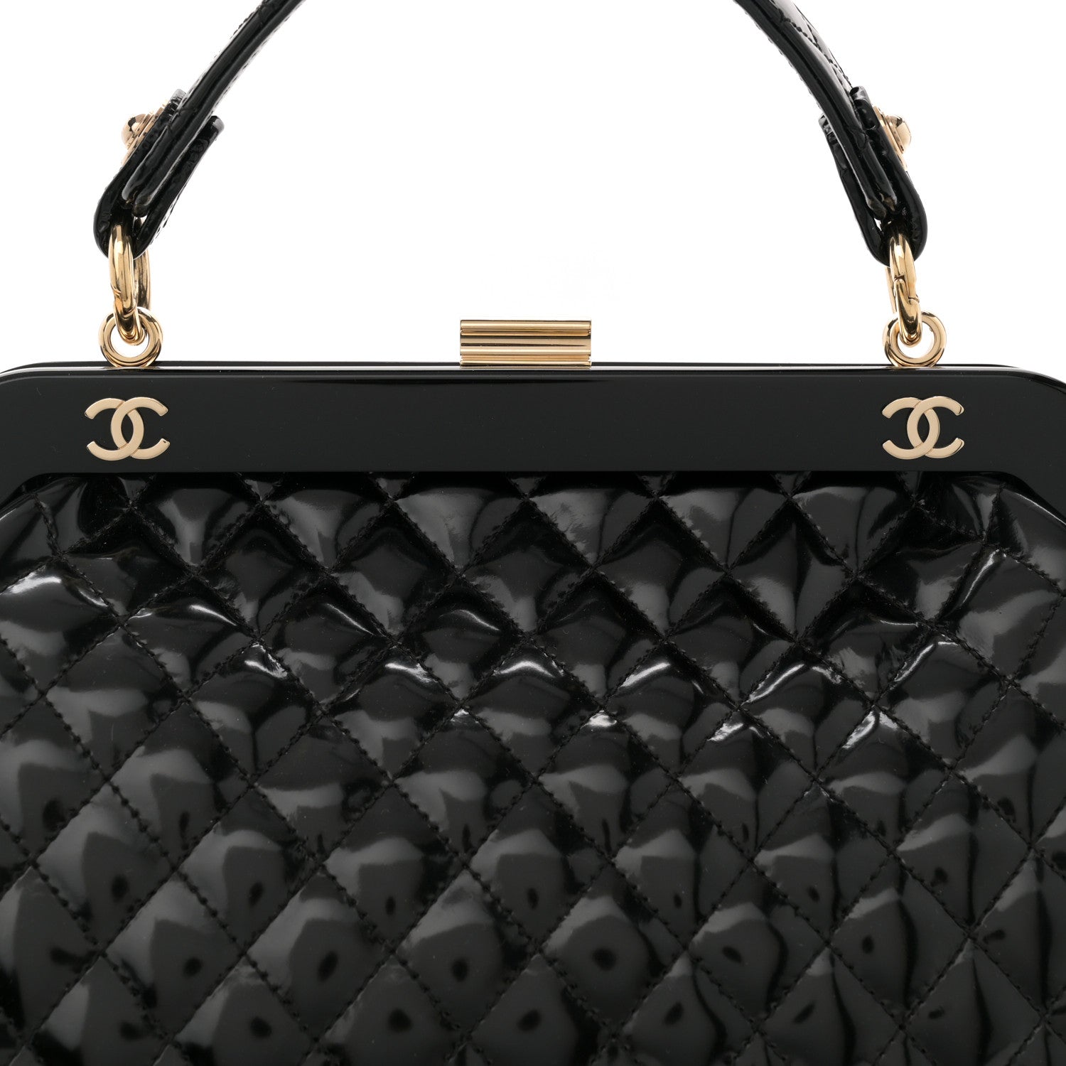 Chanel Glazed Calfskin Quilted Small Mademoiselle Frame Bag Black 8 of 10