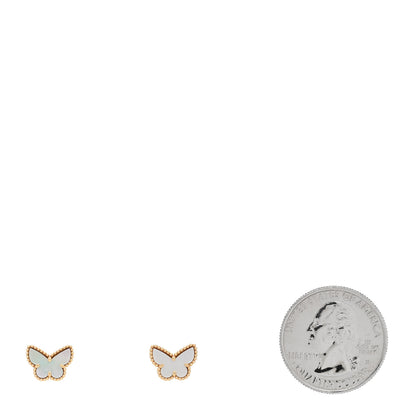 Van Cleef & Arpels 18K Yellow Gold Mother of Pearl Sweet Alhambra Butterfly Earrings 2 of 5