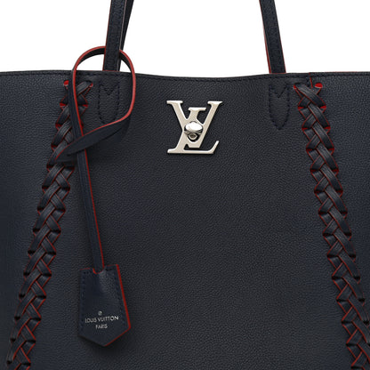 Louis Vuitton Calfskin Braided Lockme Cabas Marine Rouge 7 of 10
