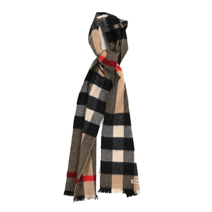 Burberry Cashmere Giant Exploded Check Fringe Scarf Camel 1 of 3