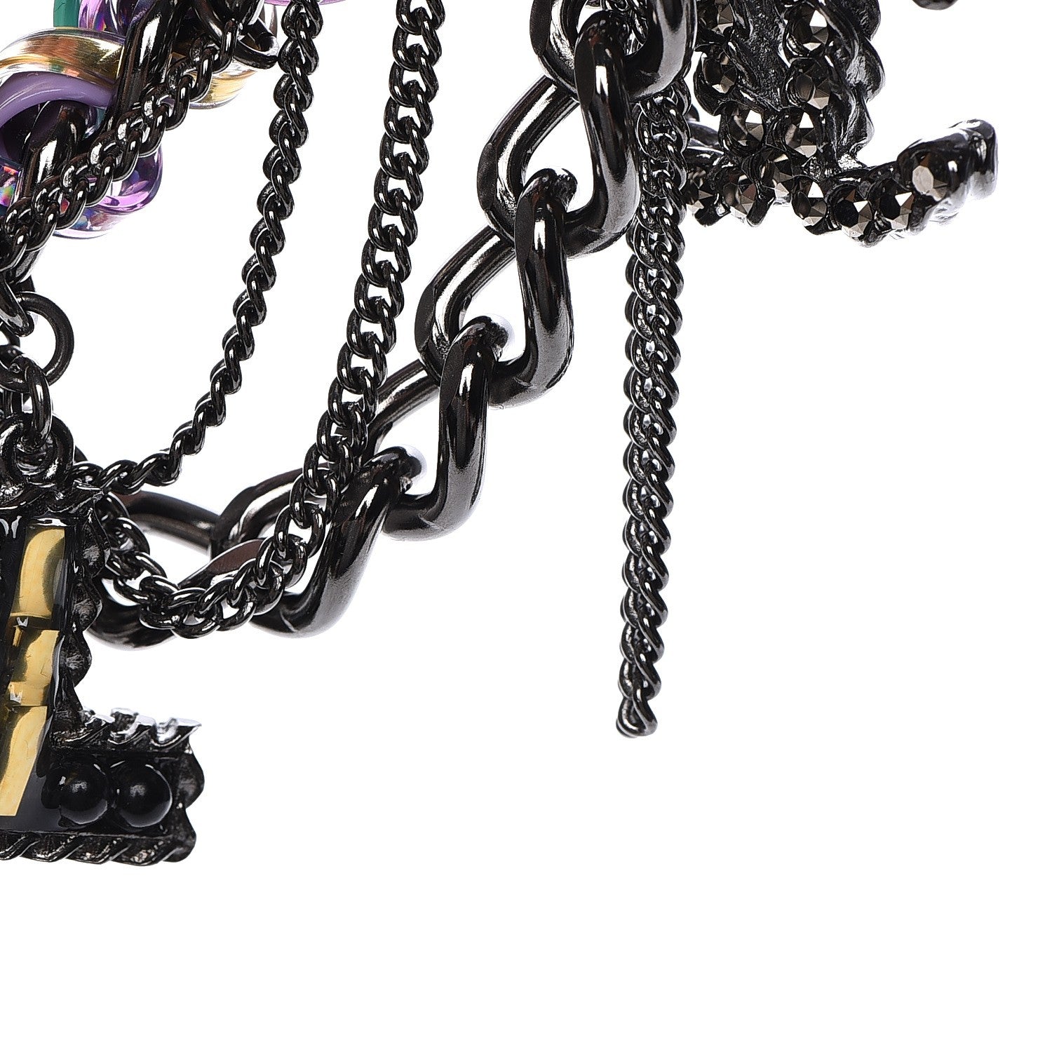 Chanel Ruthenium PVC Enamel CC Multi Strand Chain Link Choker Necklace Silver Multi 7 of 8