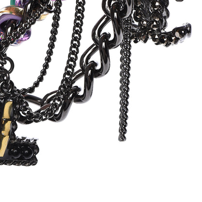 Chanel Ruthenium PVC Enamel CC Multi Strand Chain Link Choker Necklace Silver Multi 7 of 8