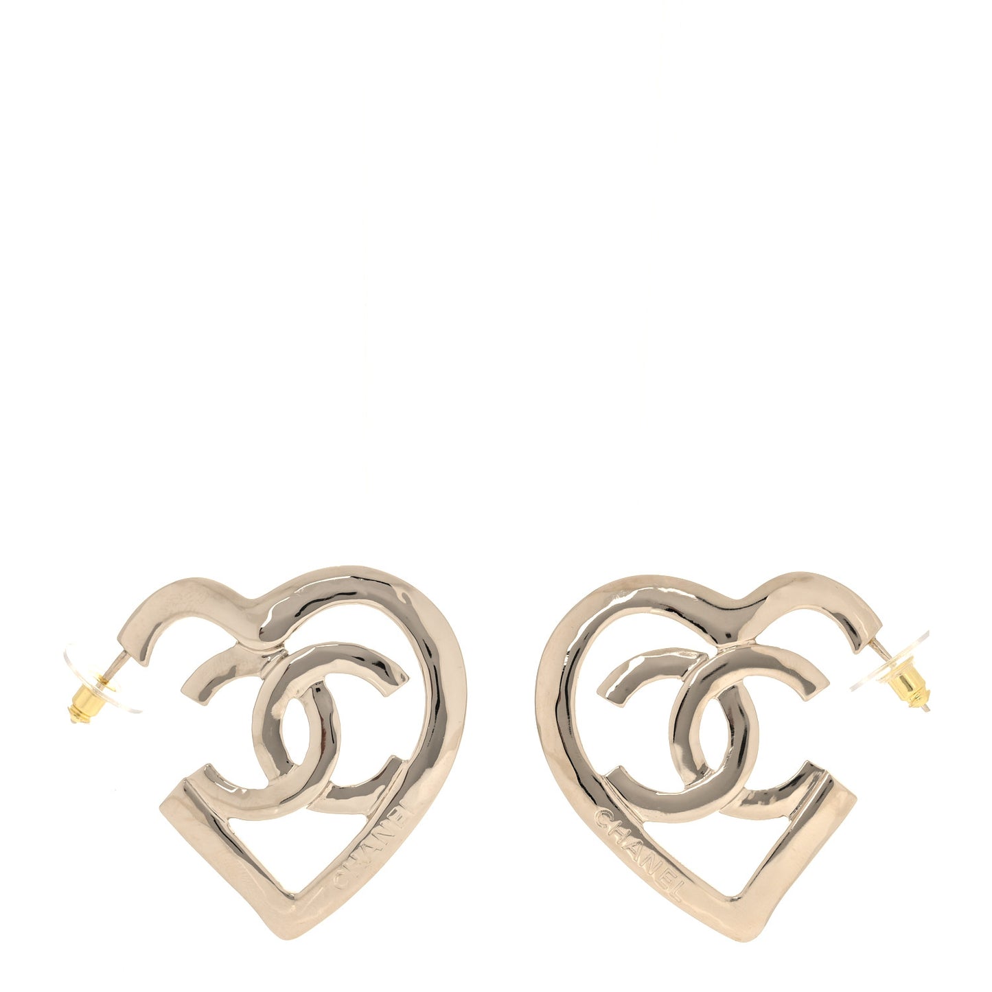 Metal CC Heart Coco In Love Hoop Earrings Gold