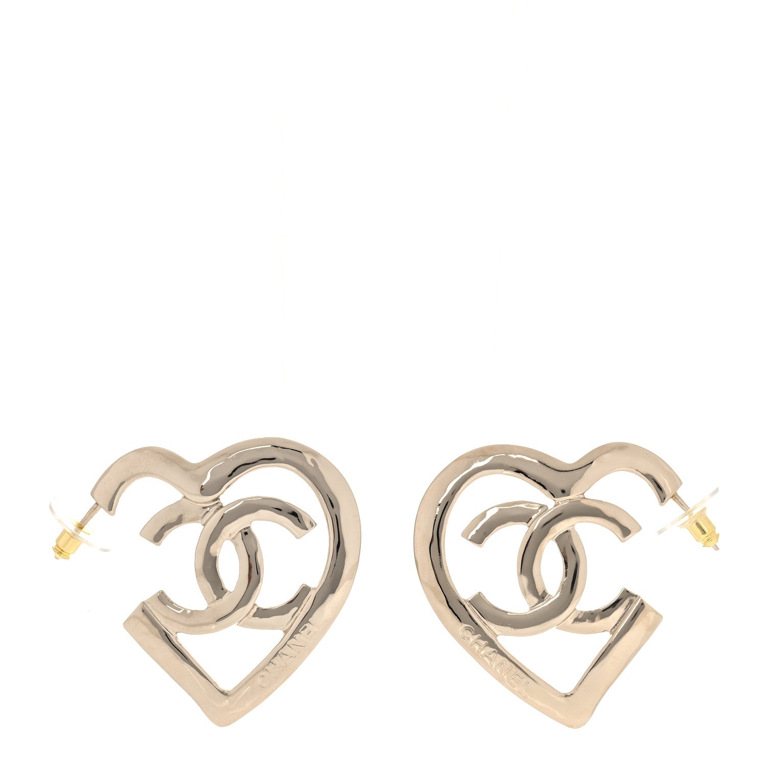 Chanel Metal CC Heart Coco In Love Hoop Earrings Gold 1 of 6