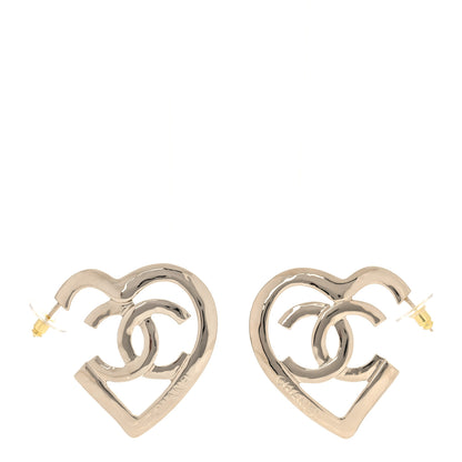 Chanel Metal CC Heart Coco In Love Hoop Earrings Gold 1 of 6