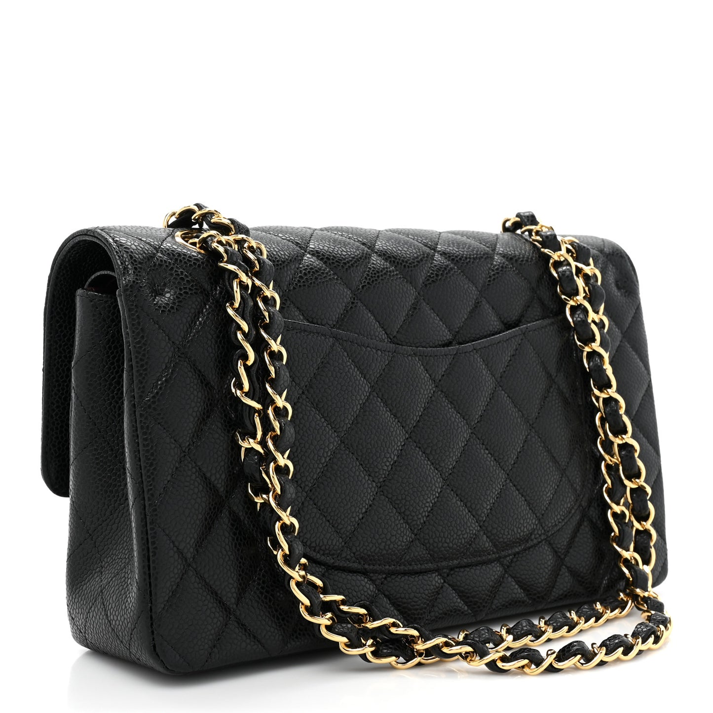 Caviar Quilted Medium Double Flap Black