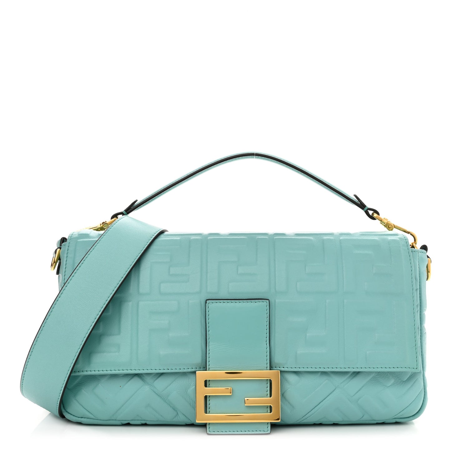 Nappa FF 1974 Embossed Large Baguette Tiffany