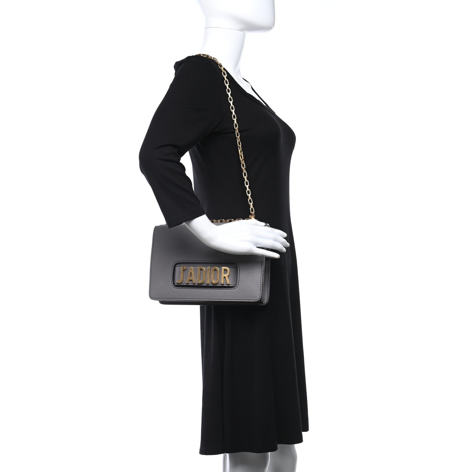 Christian Dior Metallic Grained Calfskin J'Adior Chain Flap Bag Gunmetal 3 of 8