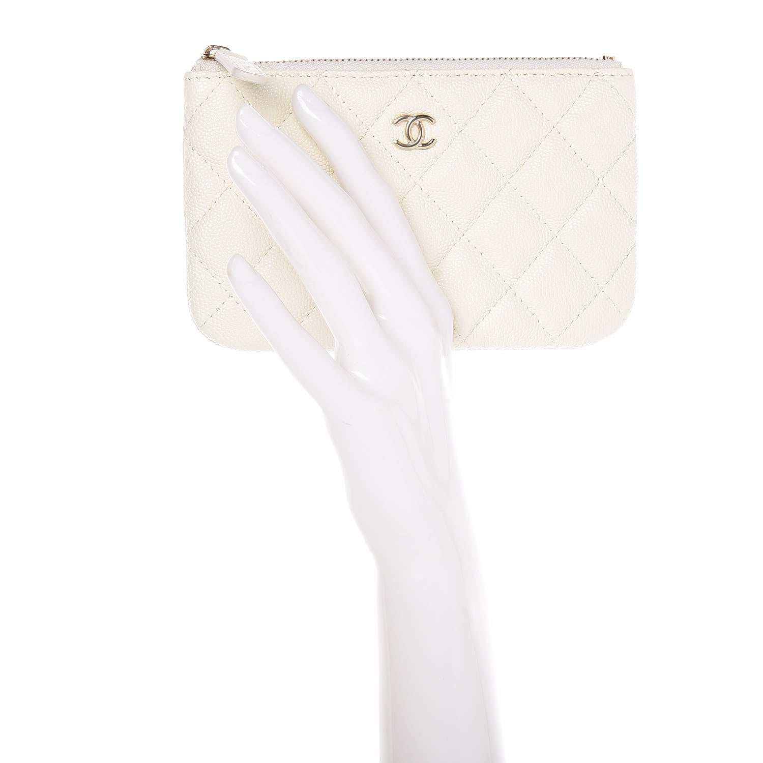 Chanel Caviar Quilted Small Cosmetic Case White 2 of 8