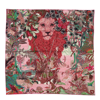 Hermes Silk Wild Singapore Scarf 90 Rose Vert Bordeaux 1 of 4