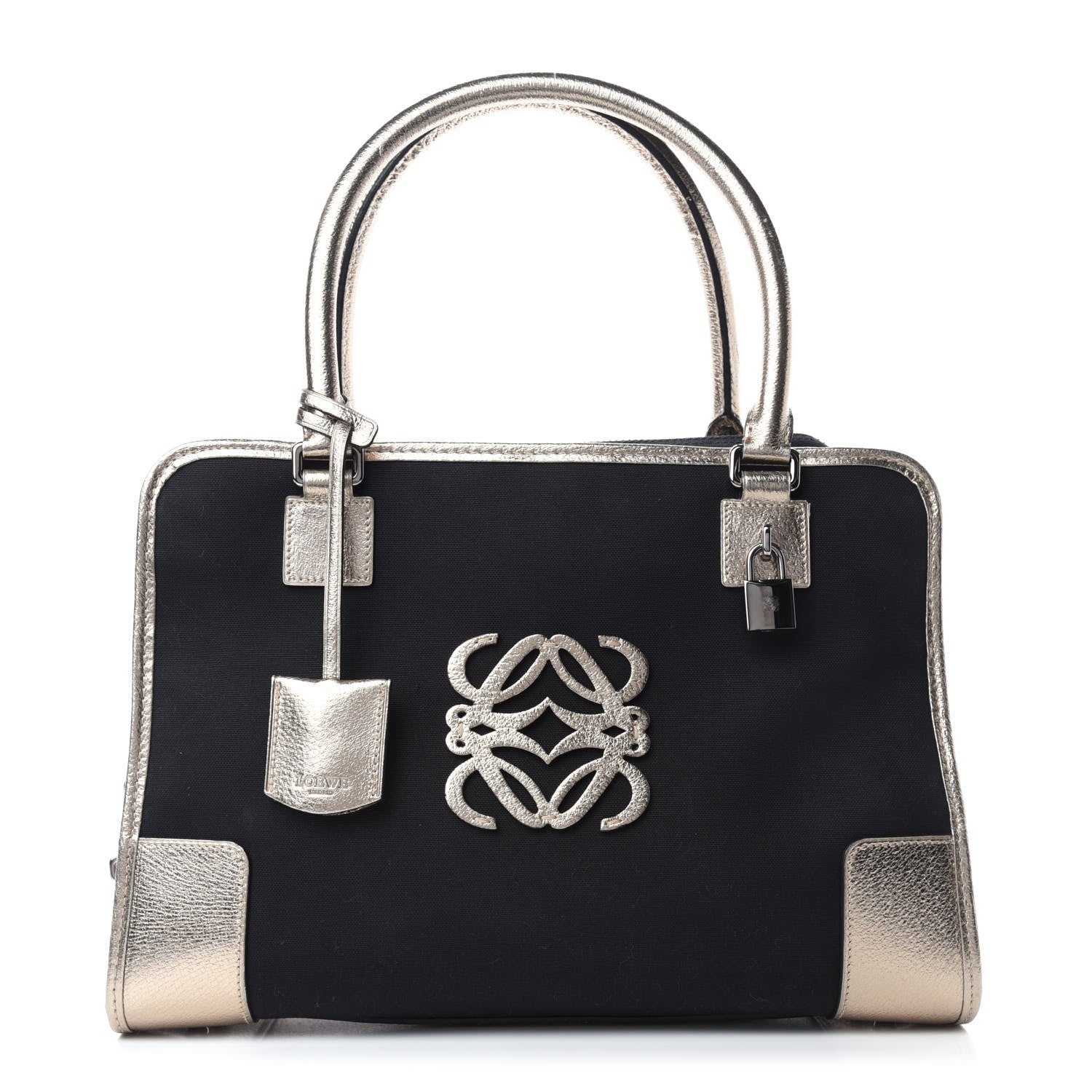 Loewe Metallic Goatskin Canvas Amazona 36 Black Silver 1 of 9