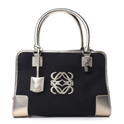 Loewe Metallic Goatskin Canvas Amazona 36 Black Silver 1 of 9
