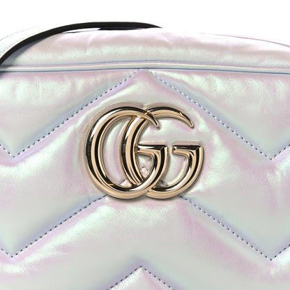 Gucci Iridescent Nappa Chevron Matelasse Small GG Marmont Chain Shoulder Bag Iridescent Snow Light Blue 8 of 11