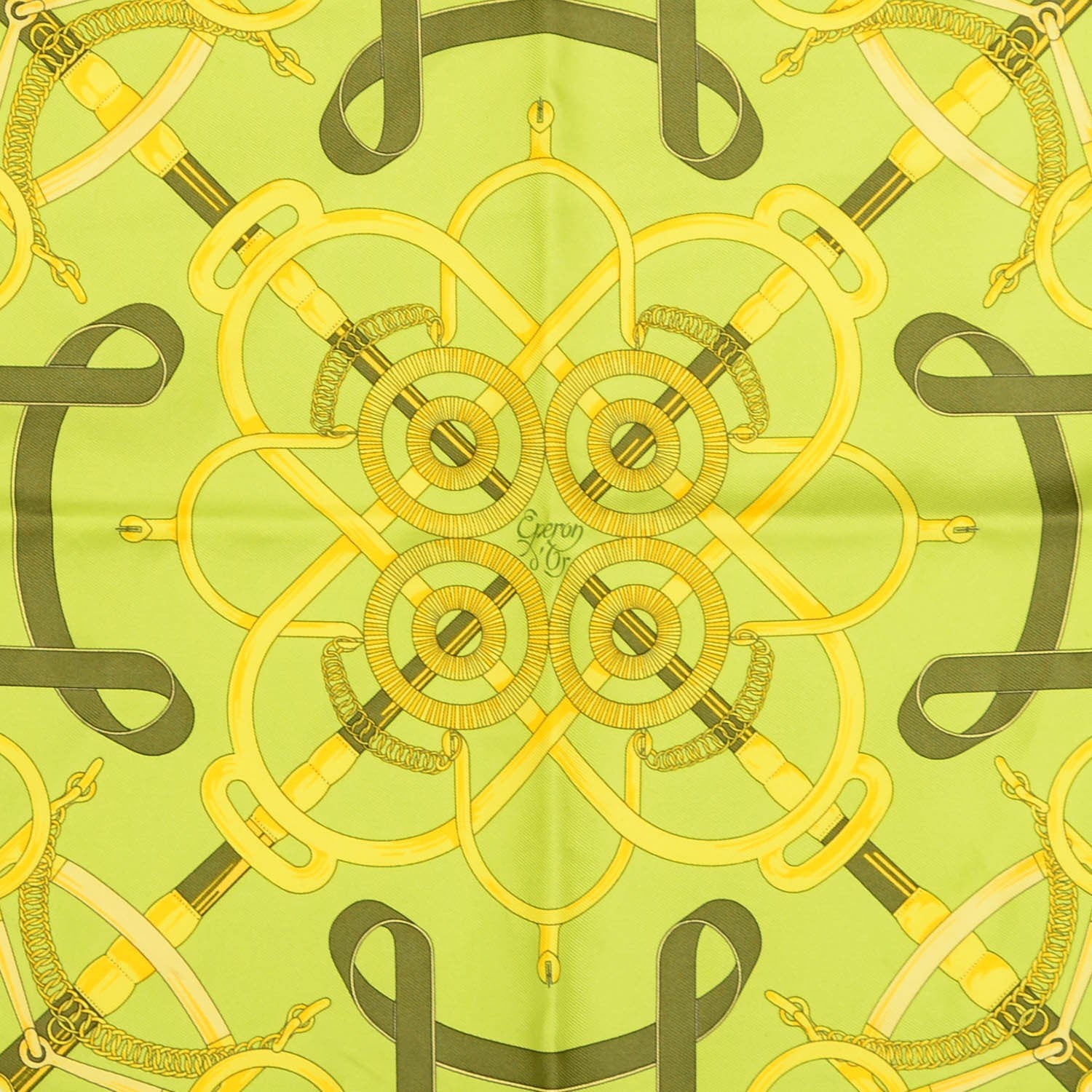 Hermes Silk Eperon D'Or Pocket Square Scarf 1 of 5