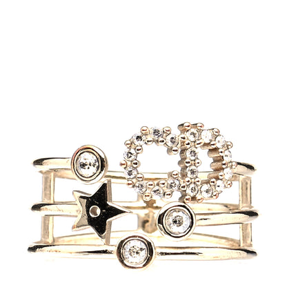 Christian Dior Metal Crystal Shiny-D Ring L Gold 2 of 10