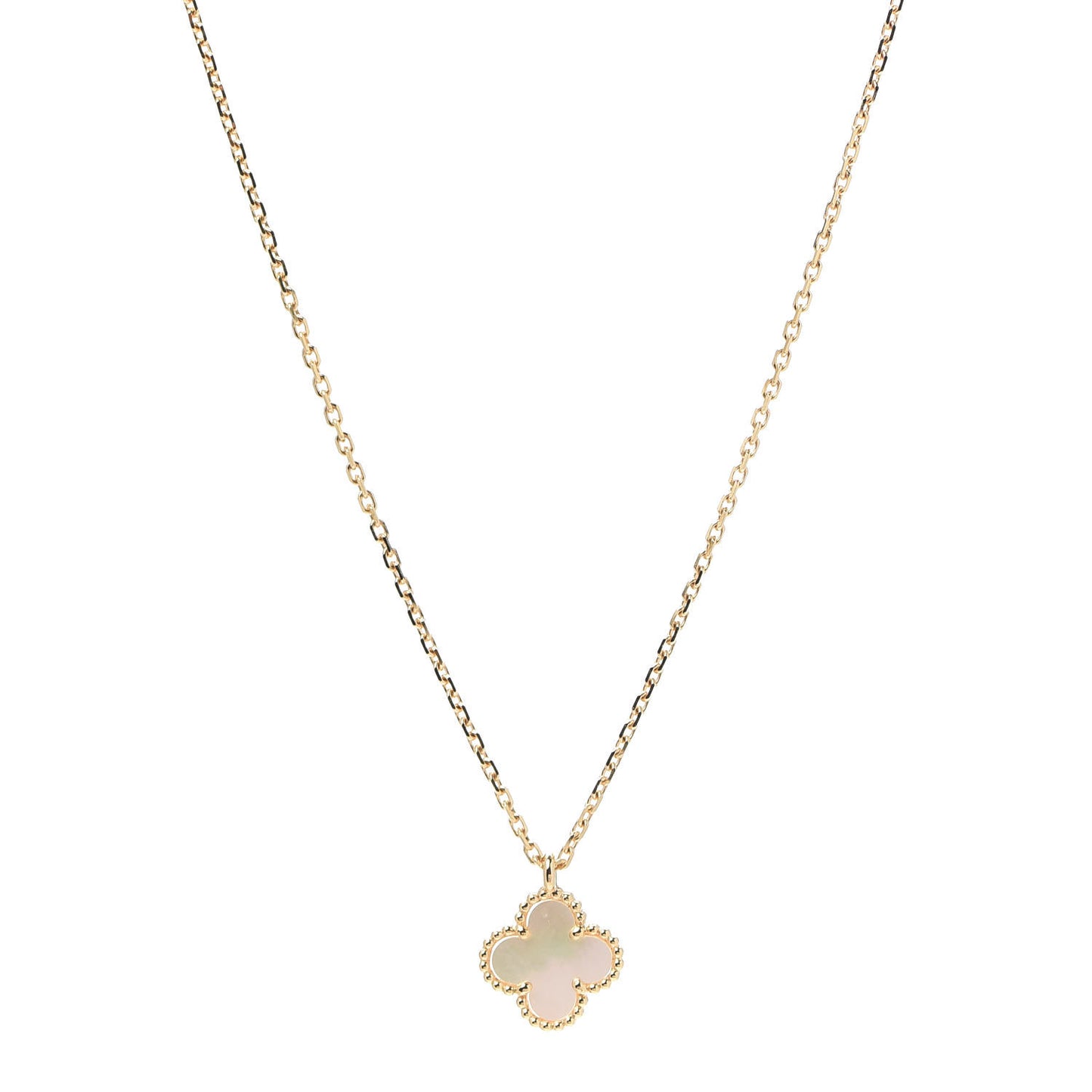 18K Yellow Gold Mother of Pearl Sweet Alhambra Pendant Necklace