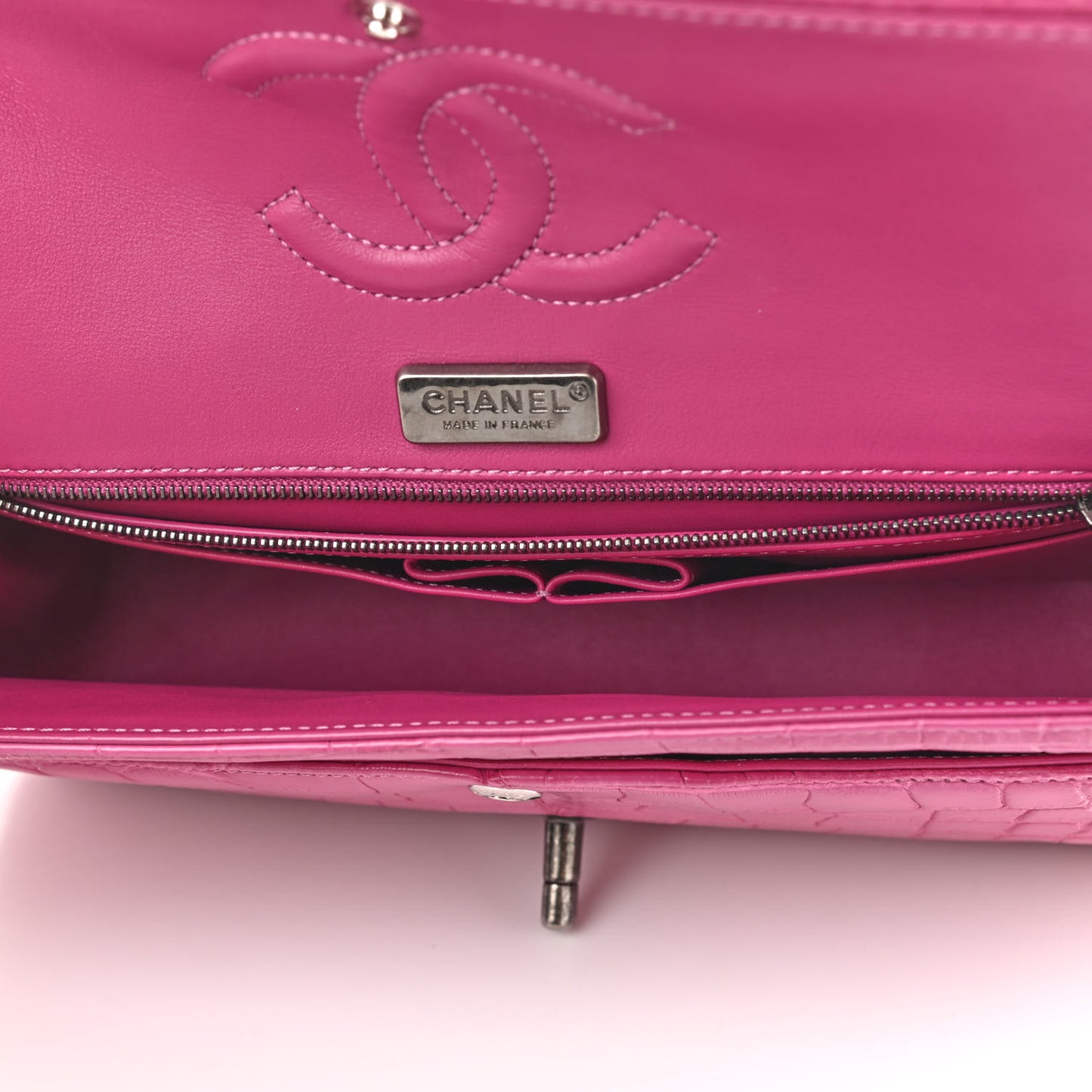 Alligator Medium Double Flap Pink