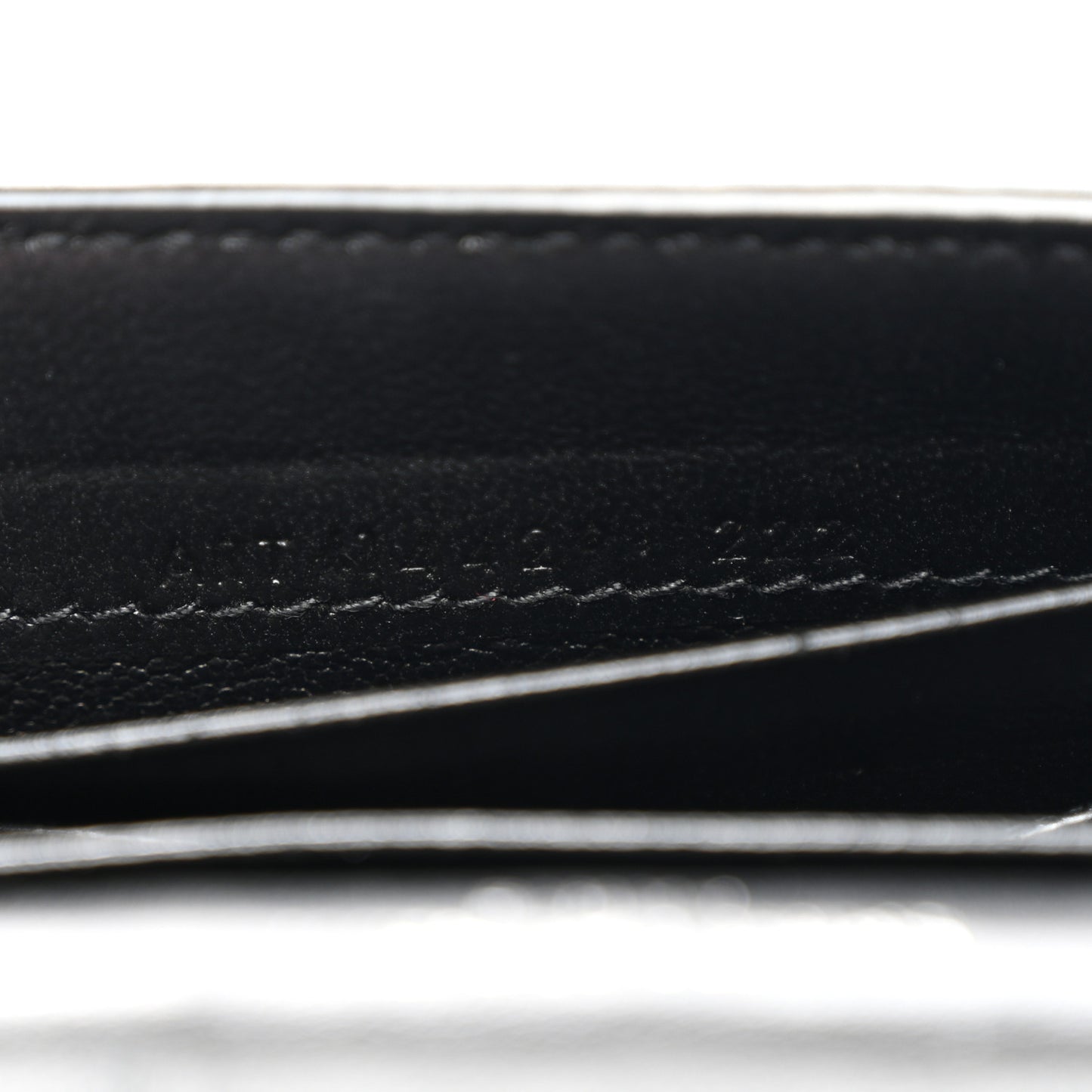 Calfskin Lambskin Snakeskin Embossed Small Monogram Envelope Wallet Black White