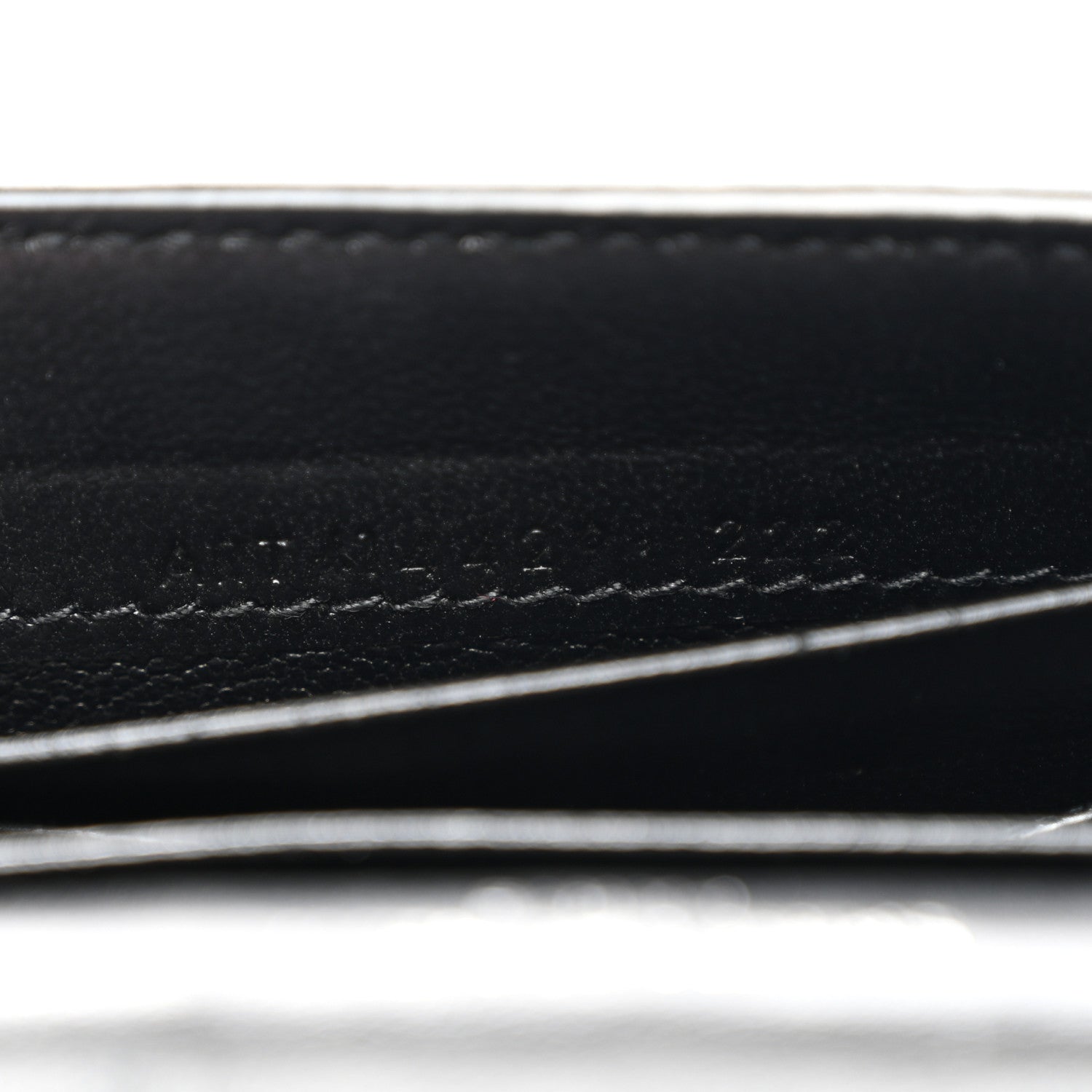 Saint Laurent Calfskin Lambskin Snakeskin Embossed Small Monogram Envelope Wallet Black White 7 of 9