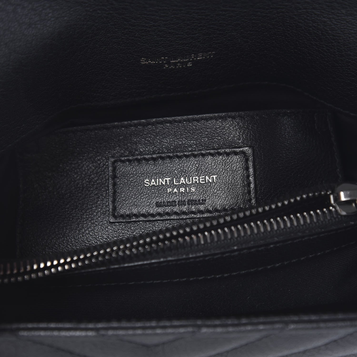 Saint Laurent Sheepskin Matelasse Chevron Monogram Medium College Bag Black 6 of 12